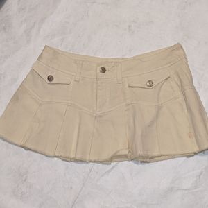 Denim White Mini Skirt Y2K